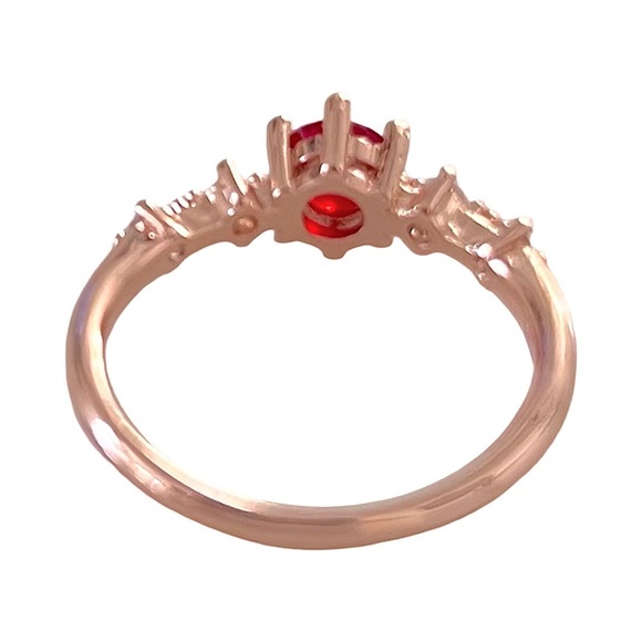 Rose Gold Elegant Red Ruby Stone Ring - Picture 3 of 9